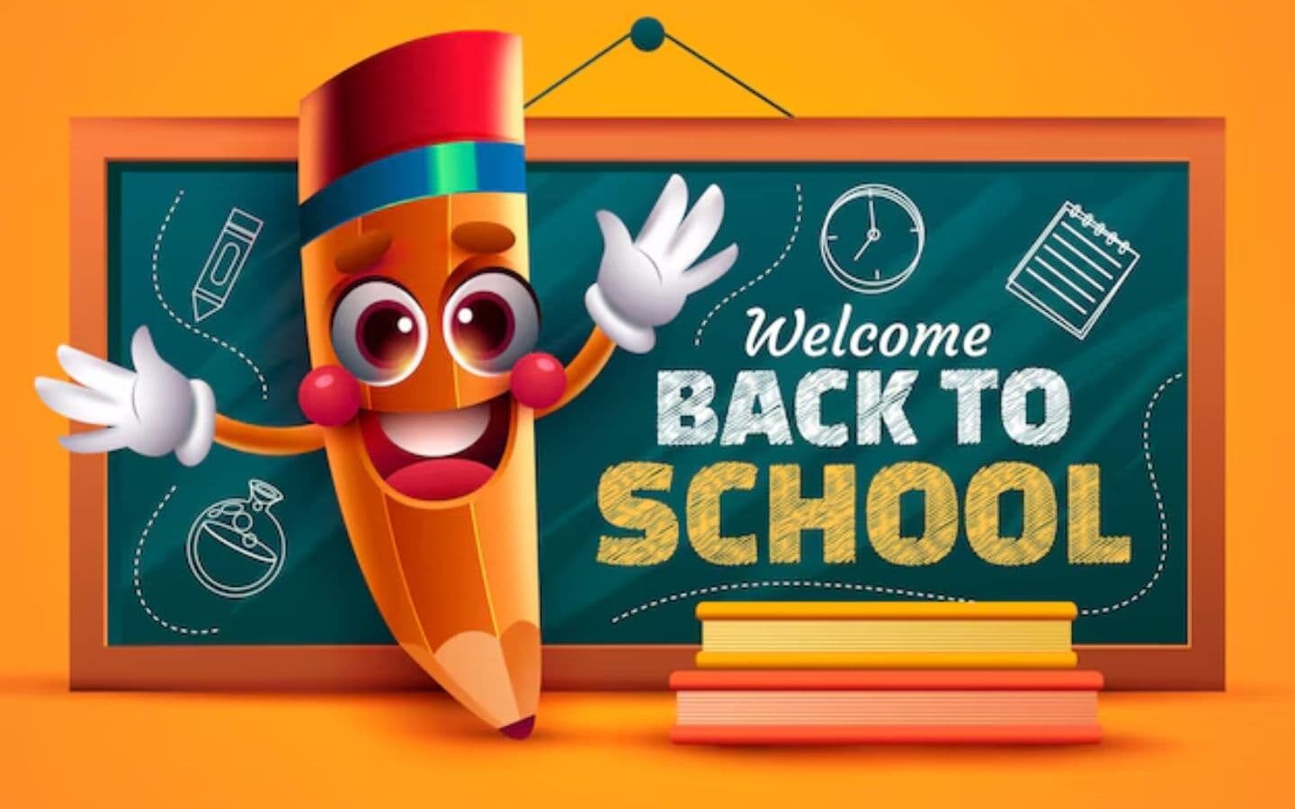 Top hình nền PowerPoint Back to School đẹp nhất 2026 20 Nhân vật bút chì vui nhộn chào mừng Back to School