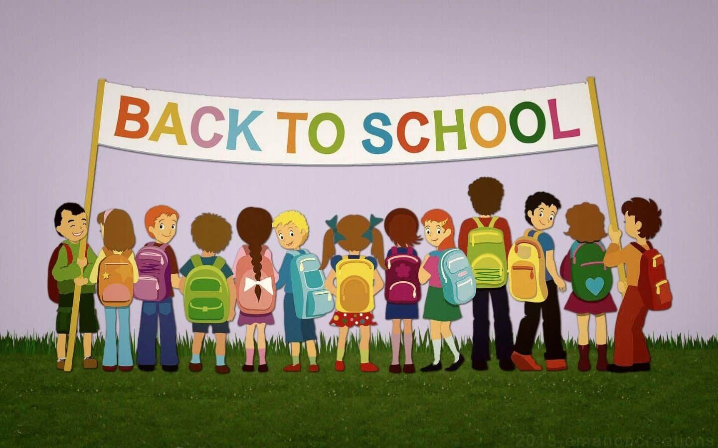 Top hình nền PowerPoint Back to School đẹp nhất 2026 26 Hình nền powerpoint Back to School nhóm bạn nhỏ cầm bảng chào năm học mới