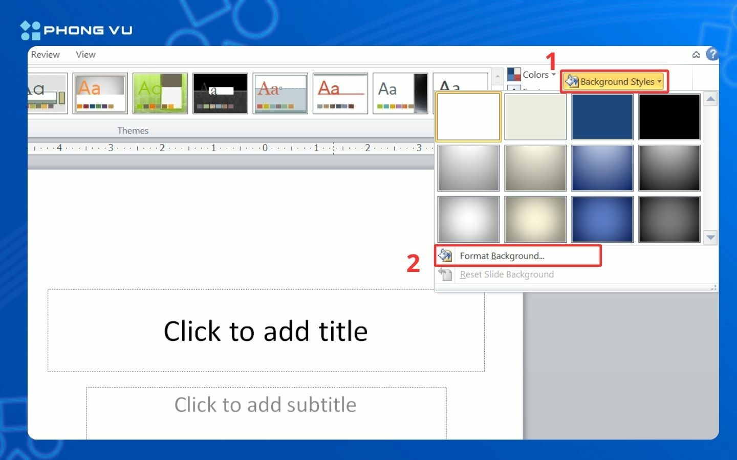 Top hình nền PowerPoint Back to School đẹp nhất 2026 41 Chọn tính năng Format Background
