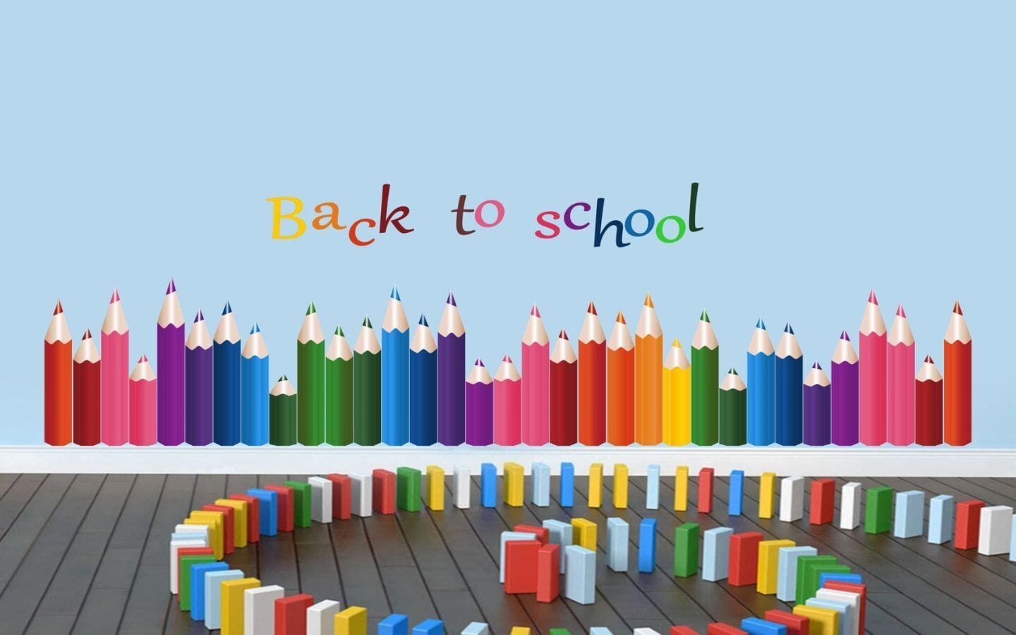 Top hình nền PowerPoint Back to School đẹp nhất 2026 6 Hàng bút chì nhiều màu sắc cực rực rỡ