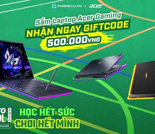 Học hết sức – Chơi hết mình: Mua laptop Acer Gaming, nhận ngay thẻ nạp game VNG 500K