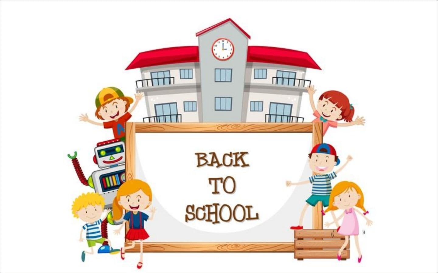 Top mẫu logo Back to School nổi bật cho mùa tựu trường 2026 12 Lớp học rộn rã tiếng cười trong ngày tựu trường