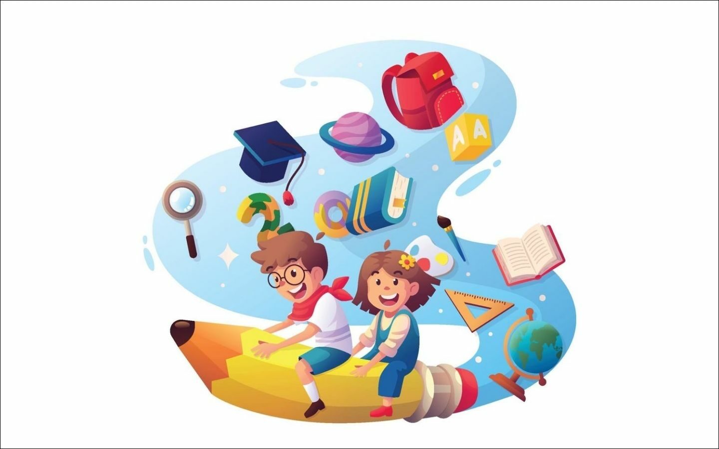 Top mẫu logo Back to School nổi bật cho mùa tựu trường 2026 25 Nhóm bạn tươi cười chào năm học 2026