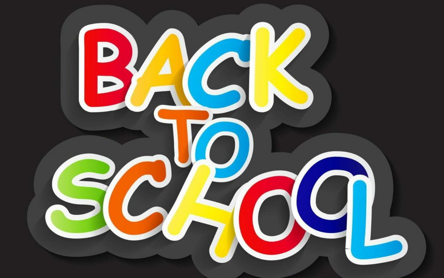 Top mẫu logo Back to School nổi bật cho mùa tựu trường 2026 36 Thiết kế chữ khối rực rỡ nổi bật trên nền đen
