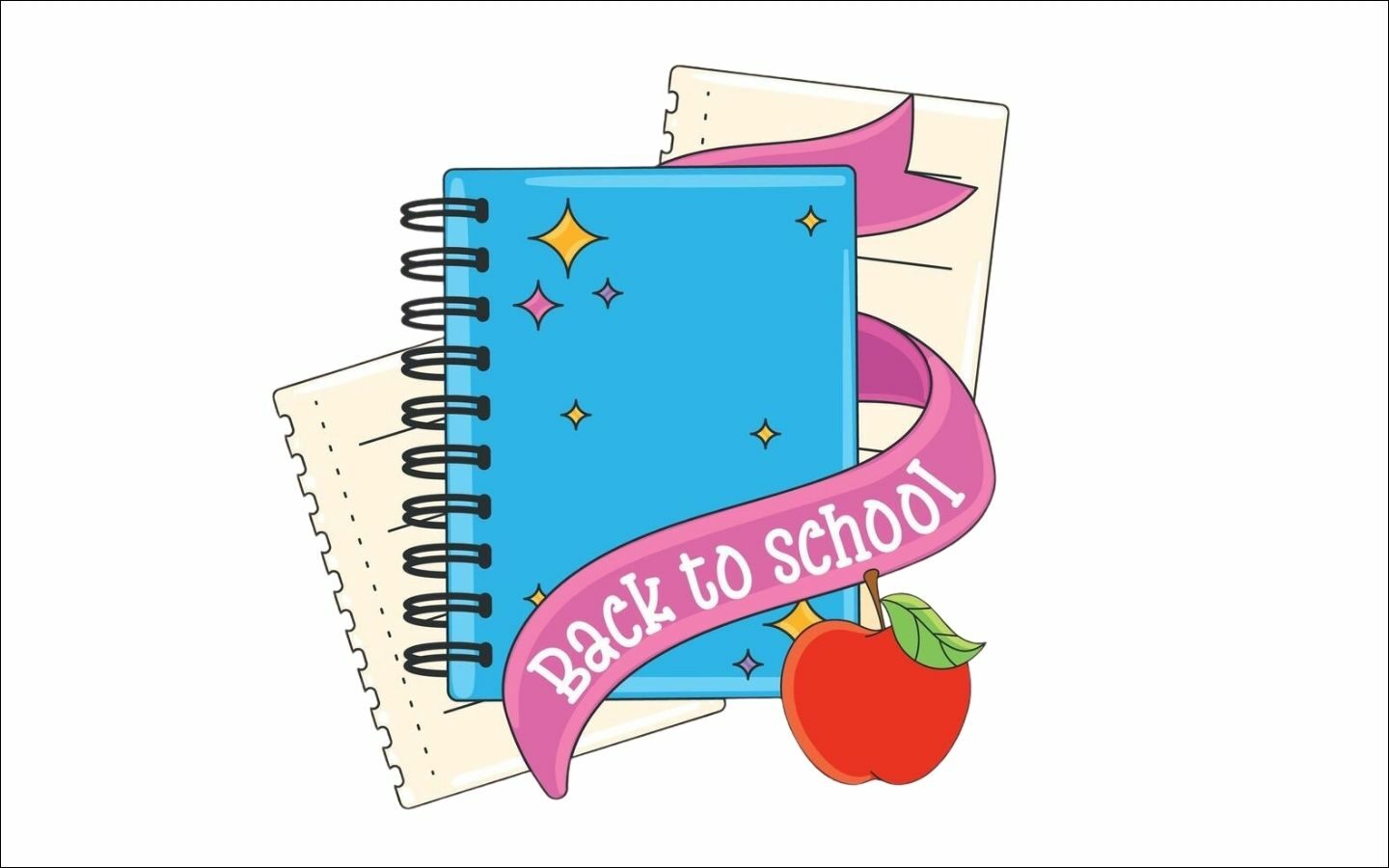 Top mẫu logo Back to School nổi bật cho mùa tựu trường 2026 4 Sách vở xếp chồng ngay ngắn trước nền Back to School