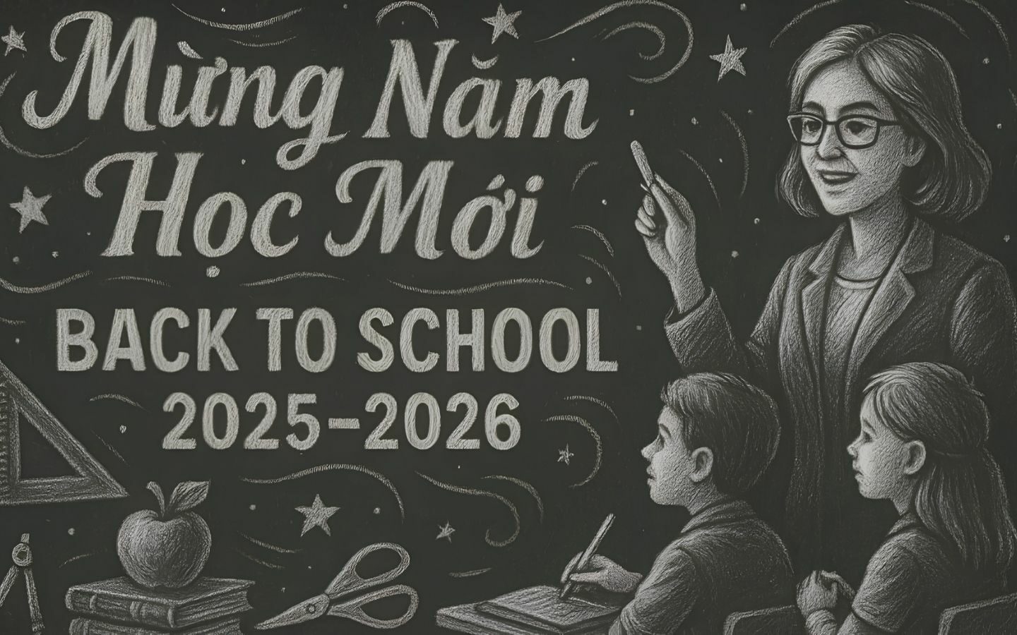 Top 10+ mẫu trang trí bảng Back To School nổi bật 2026 25 Trang trí bảng bằng hình ảnh cô giáo và học sinh đầy ý nghĩa