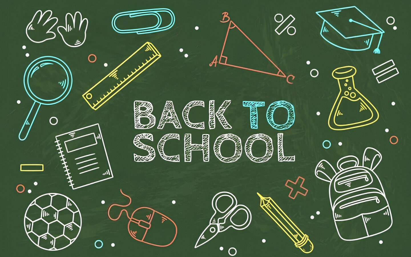 Top 10+ mẫu trang trí bảng Back To School nổi bật 2026 3 Mẫu trang trí bảng Back to School chủ đề dụng cụ học tập quen thuộc