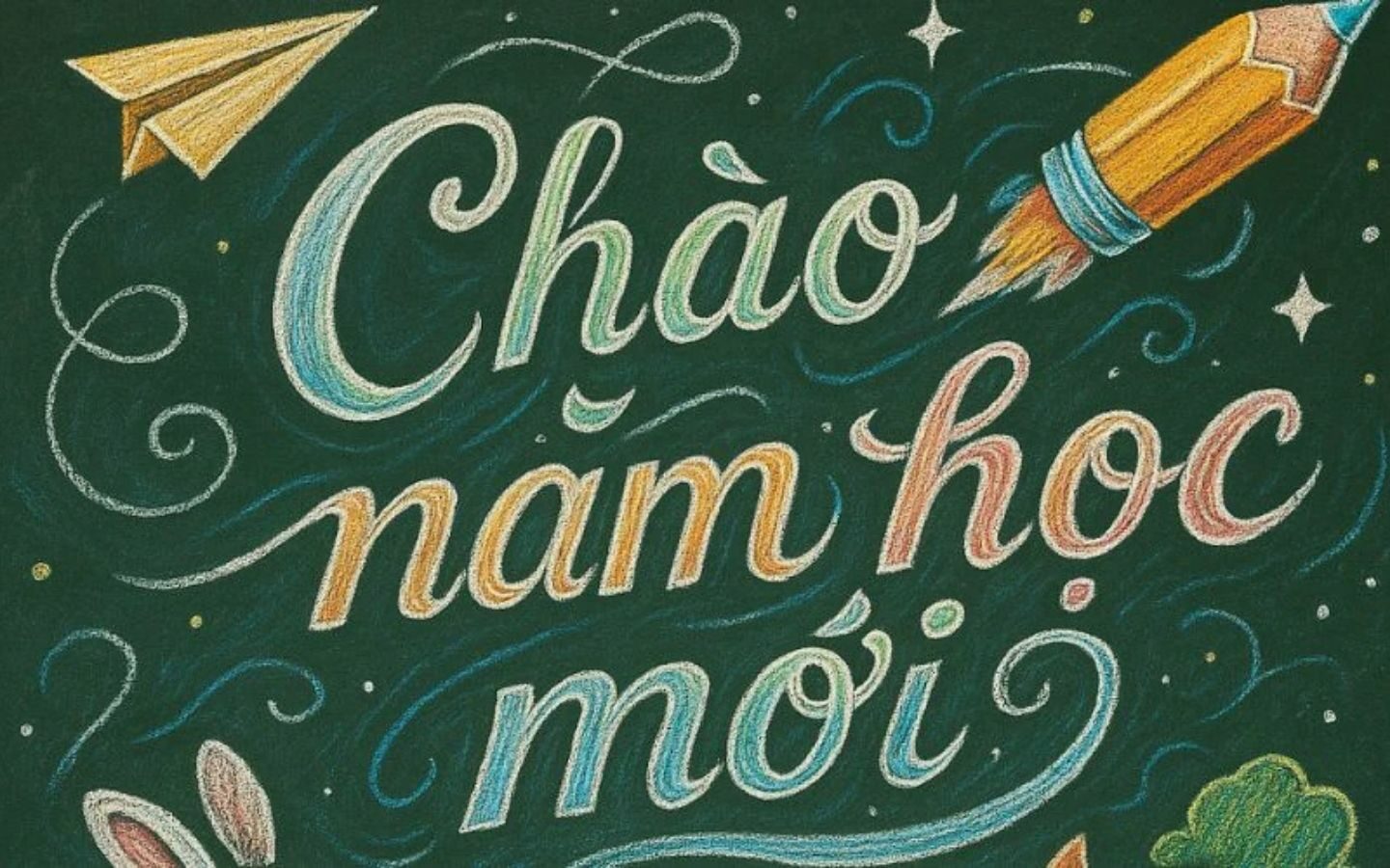 Top 10+ mẫu trang trí bảng Back To School nổi bật 2026 59 Mẫu bảng sử dụng nhiều màu phấn tạo hiệu ứng nổi bật trên nền bảng đen