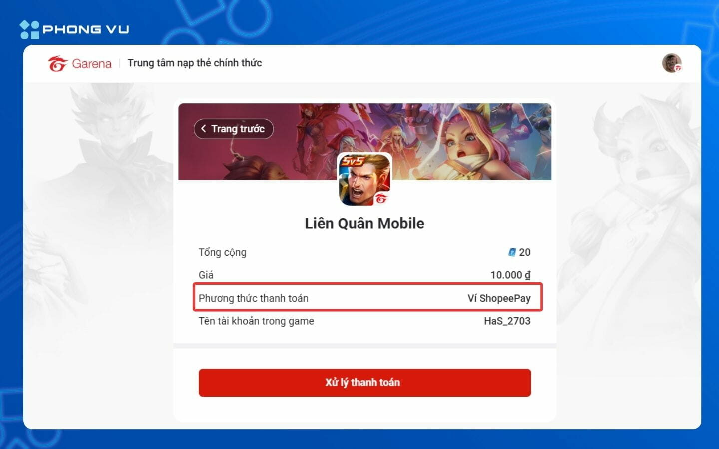 Nạp thẻ Garena: Hướng dẫn các cách nạp nhanh, an toàn và mới nhất 8 Nạp thẻ qua ví điện tử