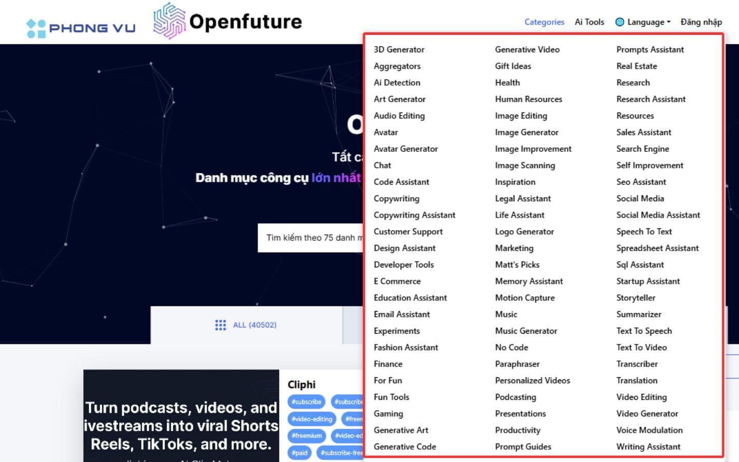 Open Future AI là gì? Hướng dẫn cách dùng Open Future AI hiệu quả 3 Chủ động và cập nhật liên tục AI tool thuộc hơn 40 danh mục khác nhau