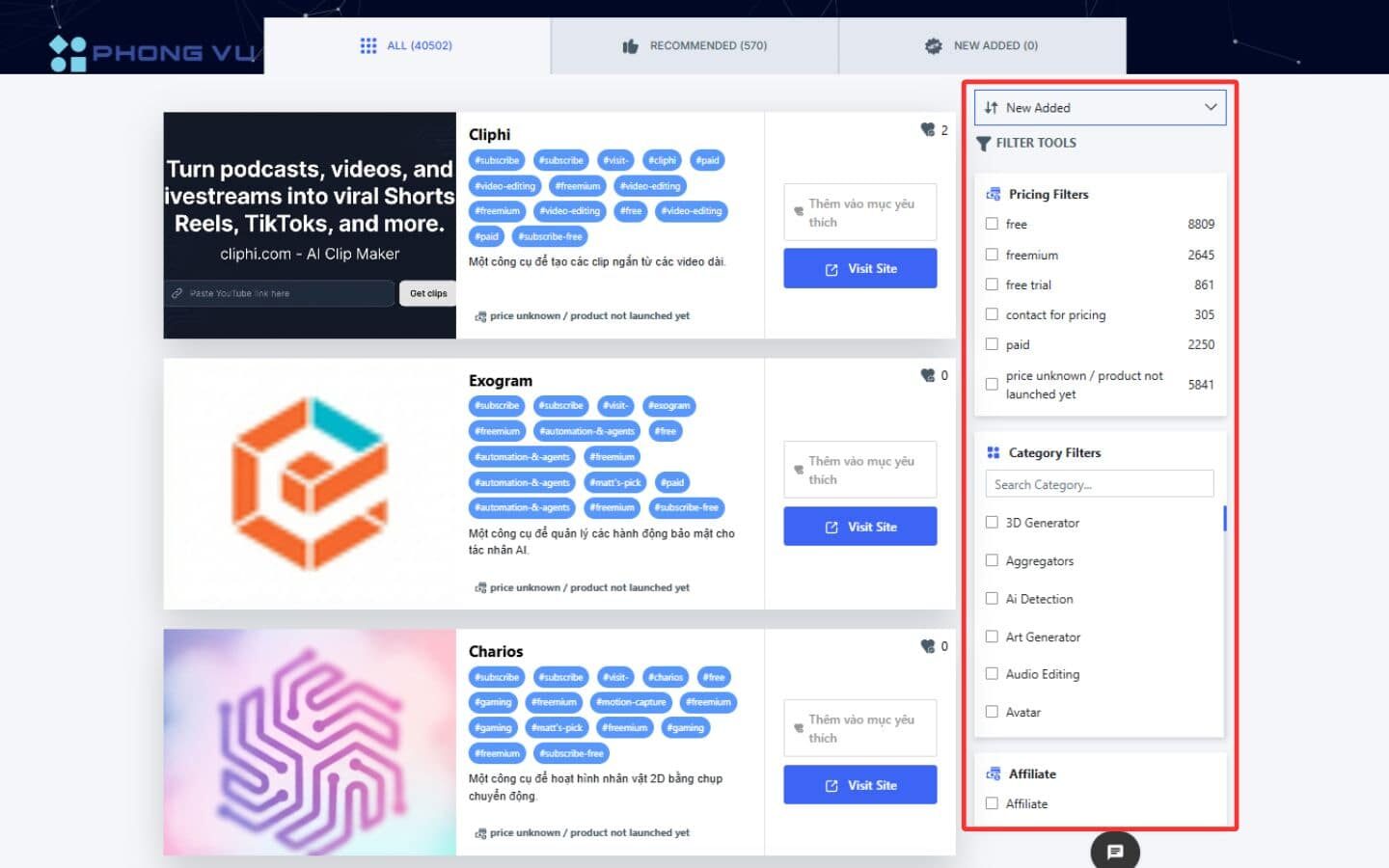 Open Future AI là gì? Hướng dẫn cách dùng Open Future AI hiệu quả 4 Thanh tìm kiếm thông minh kết hợp cùng hệ thống danh mục đa dạng