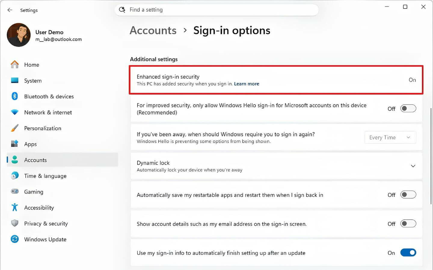 Windows Hello Enhanced Sign-in Security (ESS) sẽ cho phép cả các thiết bị ngoại vi sử dụng cảm biến vân tay bên ngoài thông qua tùy chọn có sẵn trong Settings