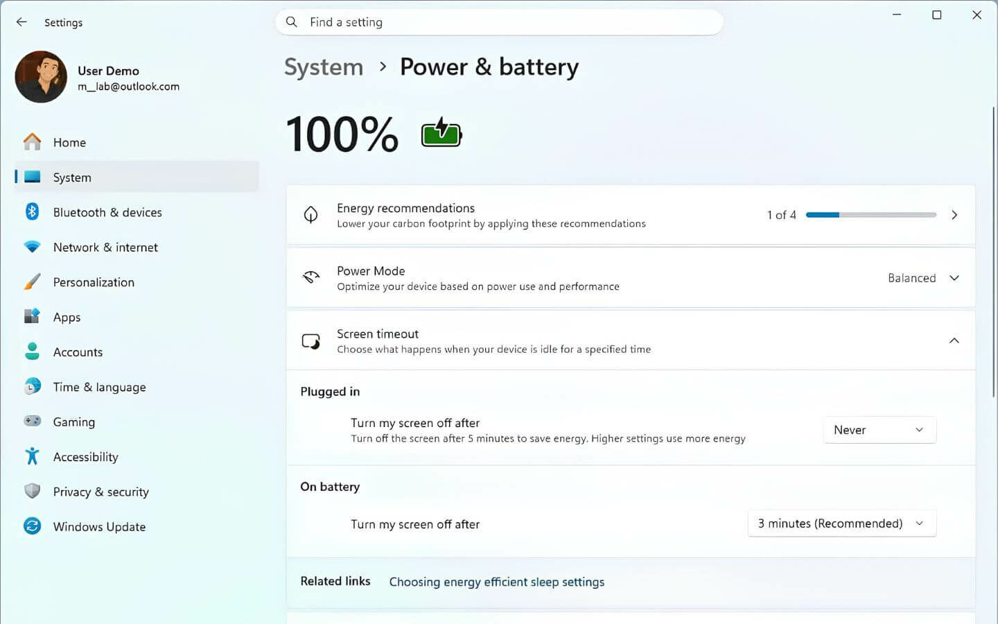 Dự kiến khả năng cấu hình phần trăm pin cho “Energy Saver” sẽ quay trở lại trong cài đặt “Power & battery”.