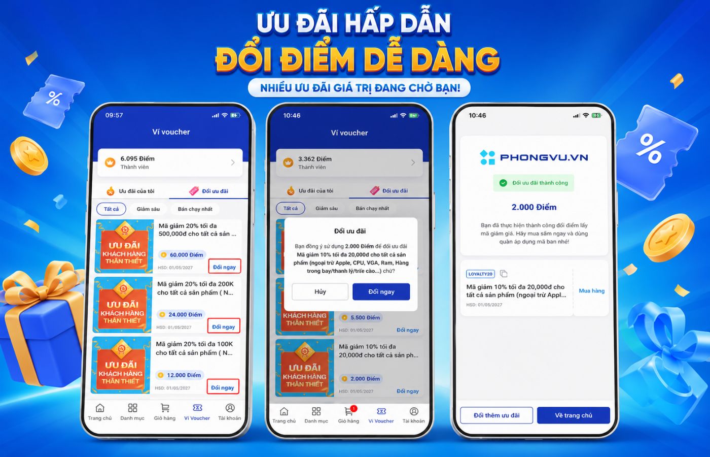 Hướng dẫn tích và đổi điểm Loyalty trên ứng dụng Phong Vũ nhận ưu đãi giảm giá 3 Hướng dẫn đổi điểm Loyalty lấy ưu đãi chi tiết trên ứng dụng Phong Vũ
