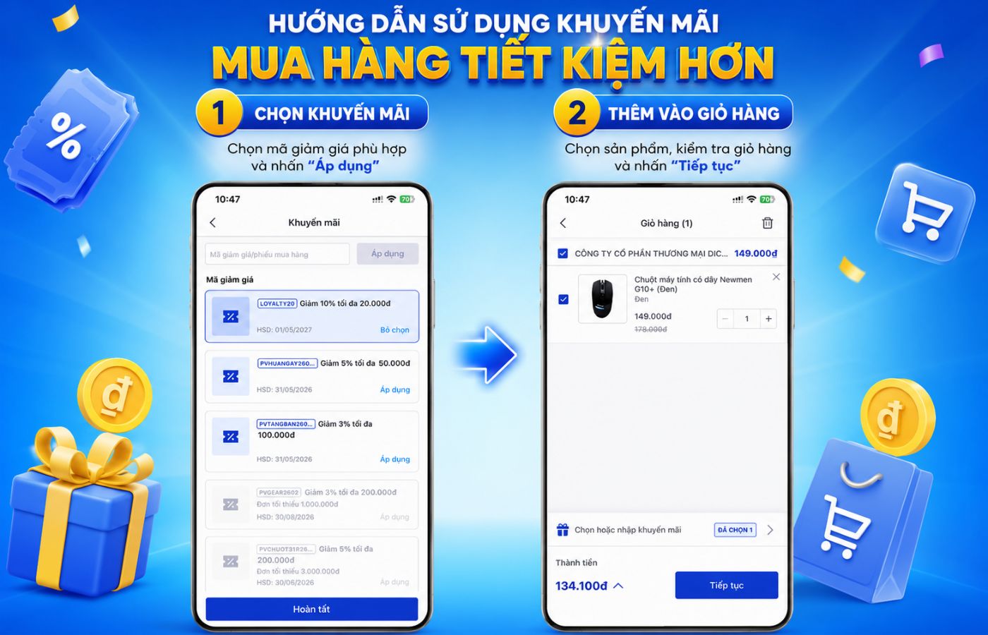 Hướng dẫn tích và đổi điểm Loyalty trên ứng dụng Phong Vũ nhận ưu đãi giảm giá 4 Hướng dẫn sử dụng voucher khi mua hàng