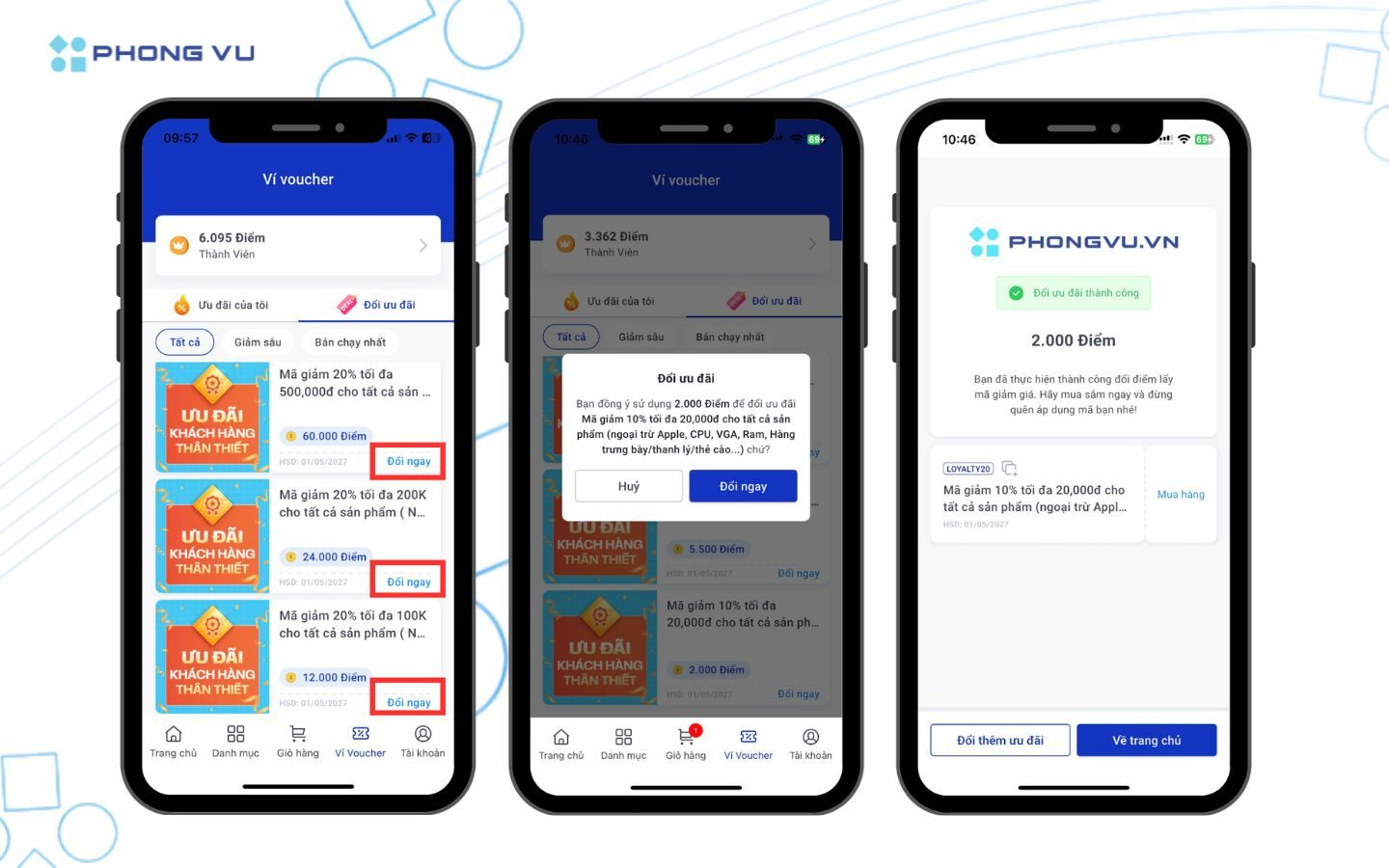Hướng dẫn đổi điểm Loyalty lấy ưu đãi