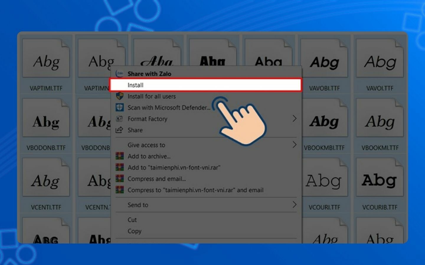 Tổng hợp font chữ Back to School đẹp nhất 2026 9 Nhấn chuột phải chọn Install trên Windows hoặc Install Font trên MacBook