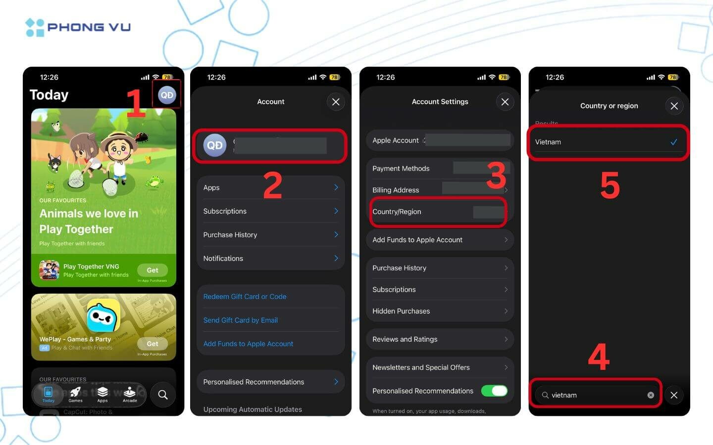 Cách chuyển vùng App Store trên iPhone, iPad nhanh chóng 11 Thay đổi quốc gia sang Việt Nam trong tài khoản Apple gắn với App Strore
