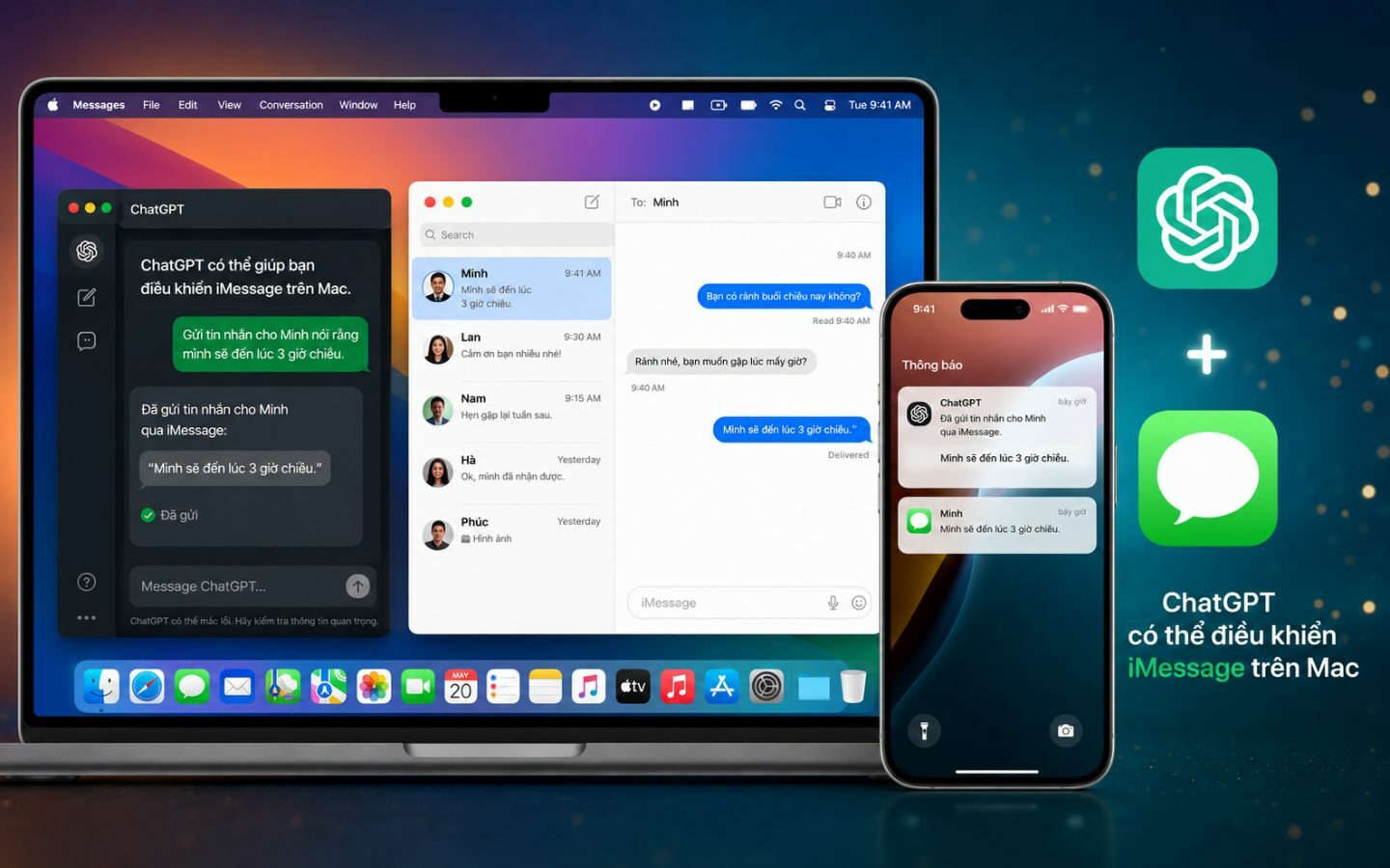 ChatGPT có thể điều khiển iMessage trên Mac, dấy lên lo ngại quyền riêng tư của Apple 1 ChatGPT có thể điều khiển iMessage trên Mac, dấy lên lo ngại quyền riêng tư của Apple