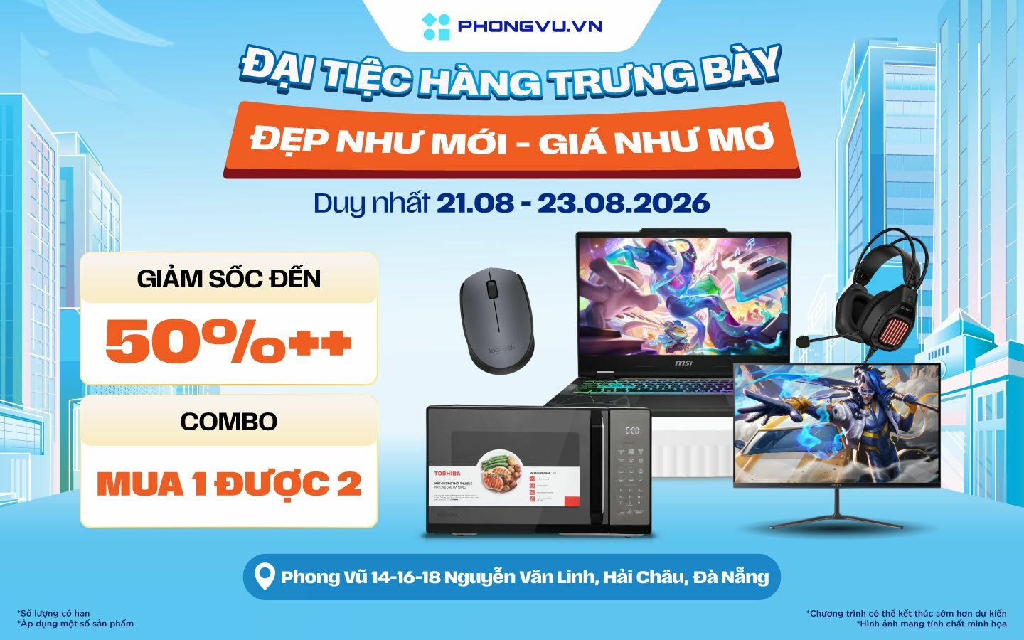 Đại tiệc hàng trưng bày Phong Vũ Đà Nẵng: Giảm đến 70%++, mua 1 được 2