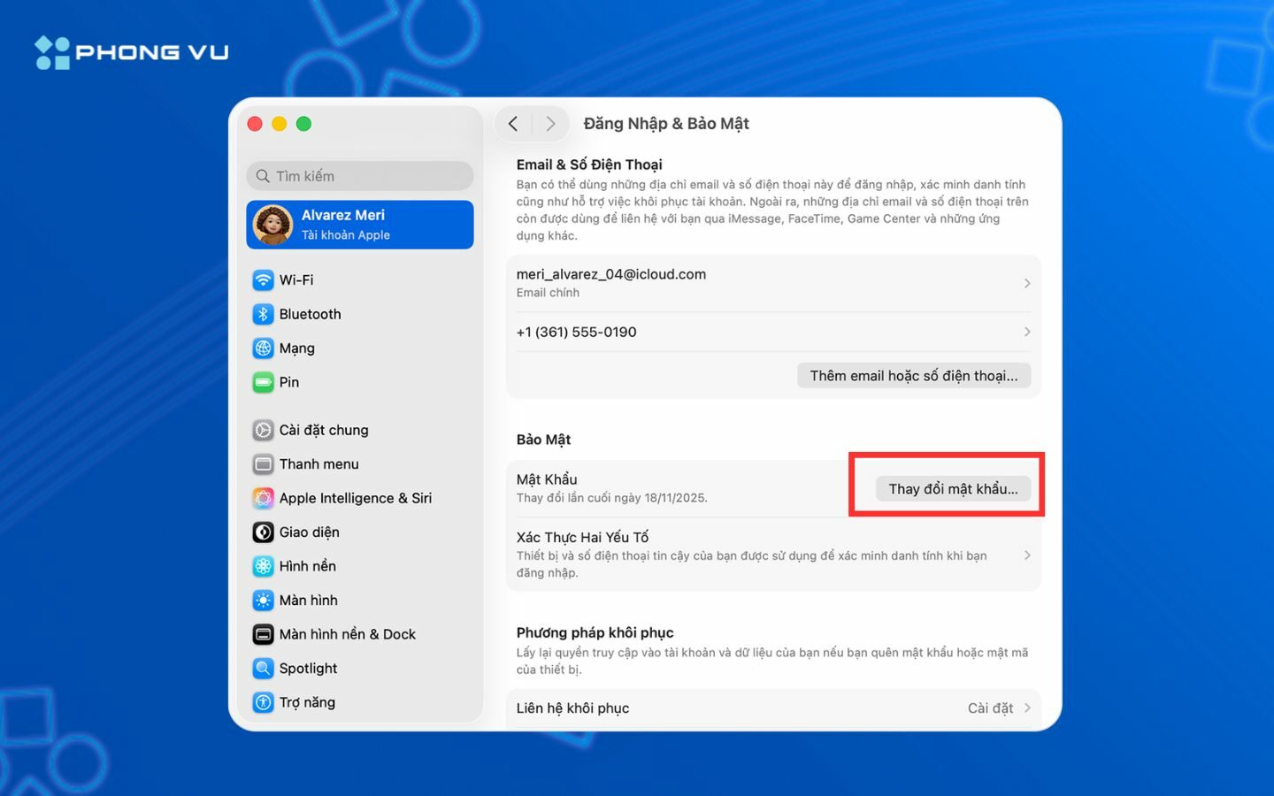 Cách đổi mật khẩu iCloud trên iPhone, iPad, MacBook nhanh chóng 4 MacBook hỗ trợ thay đổi mật khẩu iCloud thông qua mục Đăng nhập & Bảo mật trong Cài đặt hệ thống
