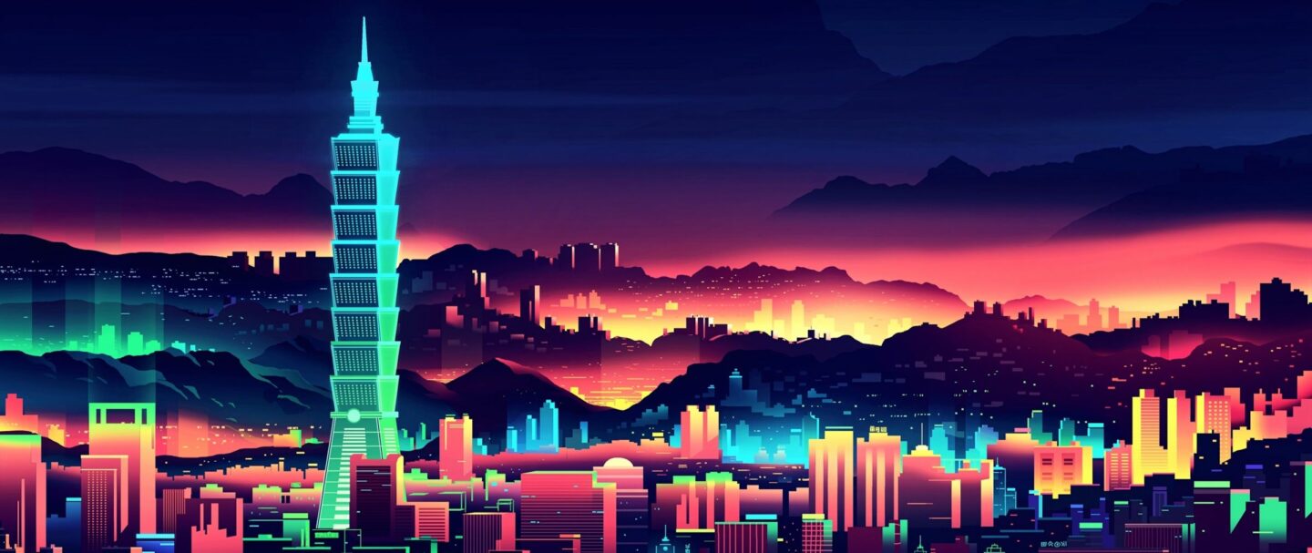 Thành phố đêm ngập sắc màu neon