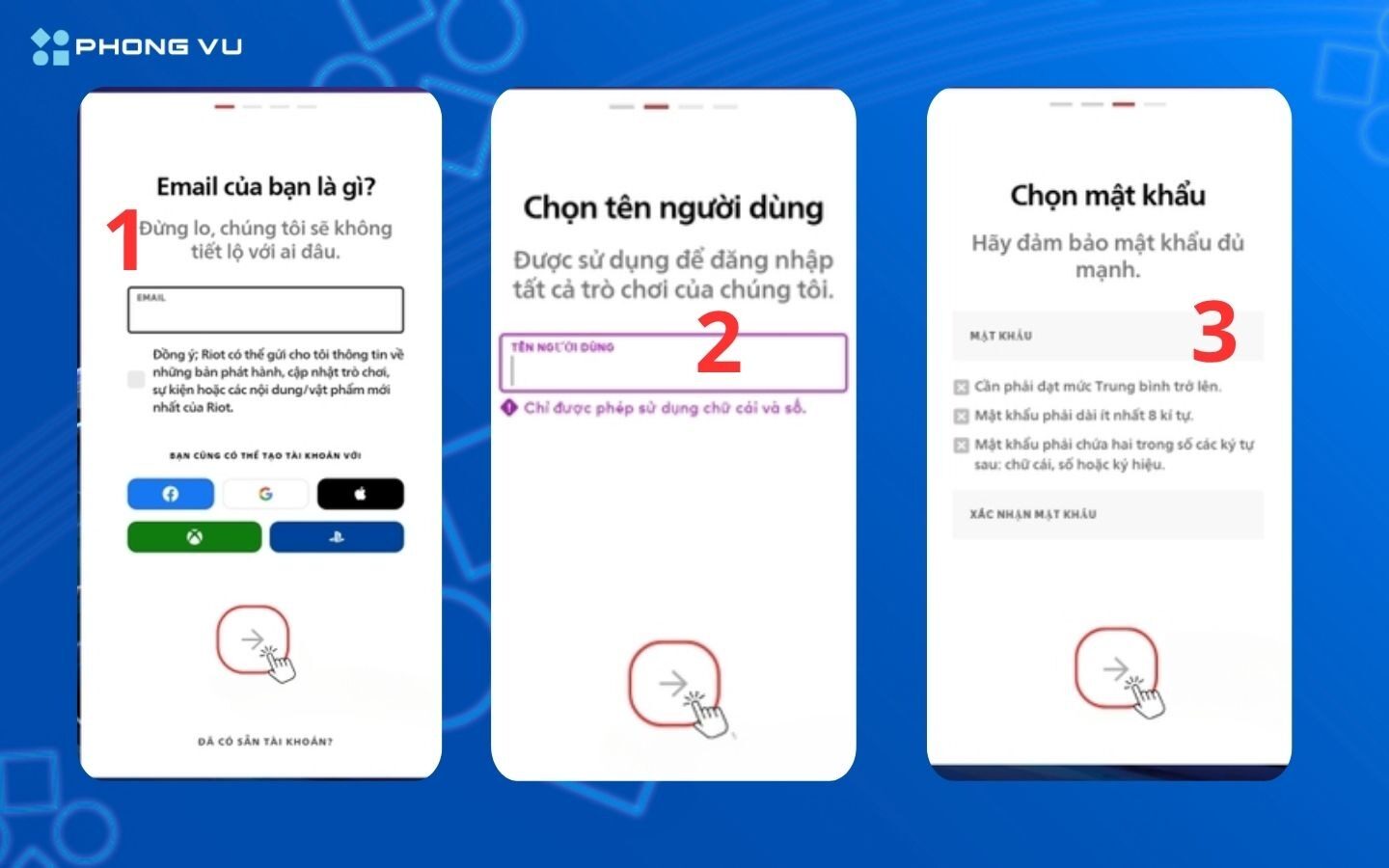 Điền thông tin và hoàn tất đăng ký tài 