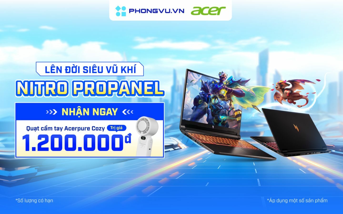 Sắm Acer Nitro ProPanel, nhận ngay quạt cầm tay Acerpure Cozy trị giá 1.200.000đ