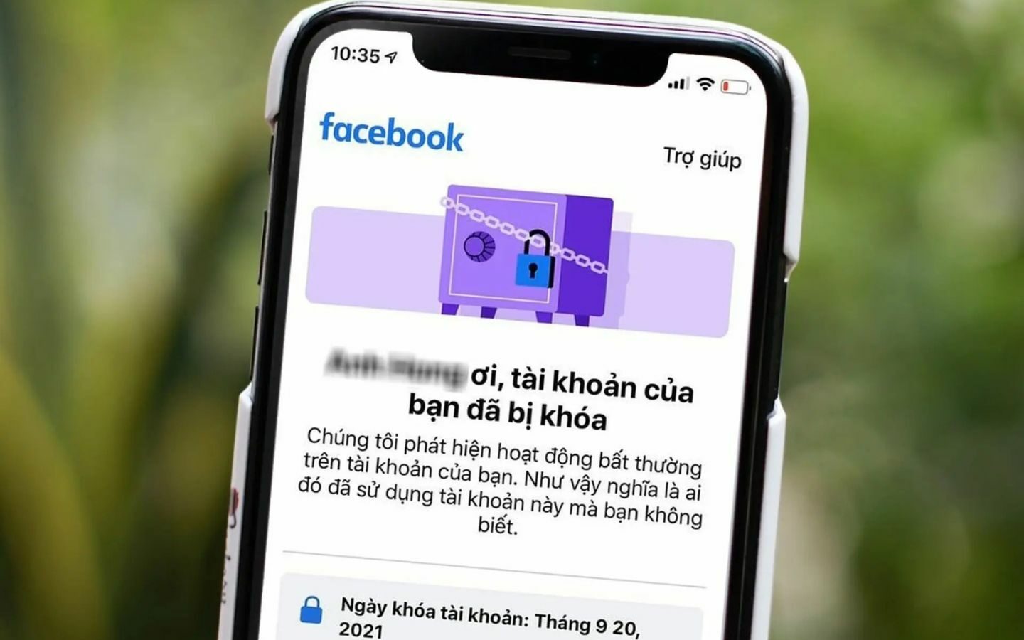 Tài khoản Facebook bị khóa do vi phạm chính sách an ninh mạng