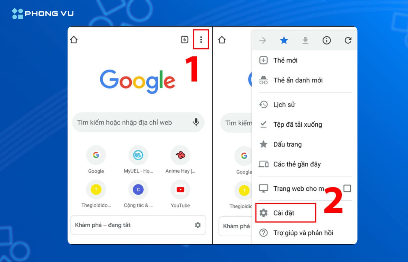Cách xem mật khẩu đã lưu trên điện thoại Android nhanh và đơn giản 3 Mở phần Cài đặt trên trình duyệt Google Chrome