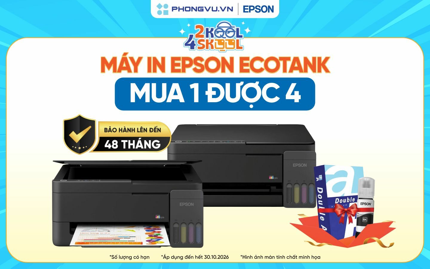 Epson Ecotank mua 1 được 4: Ưu đãi máy in tại Phong Vũ