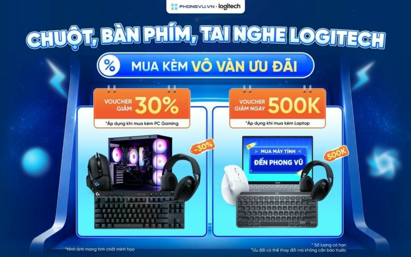 Mua PC Gaming nhận Coupon Logitech 30%, tối đa 300K tại Phong Vũ 1 Ưu đãi nhận coupon giảm giá 30% khi mua PC Gaming tại Phong Vũ
