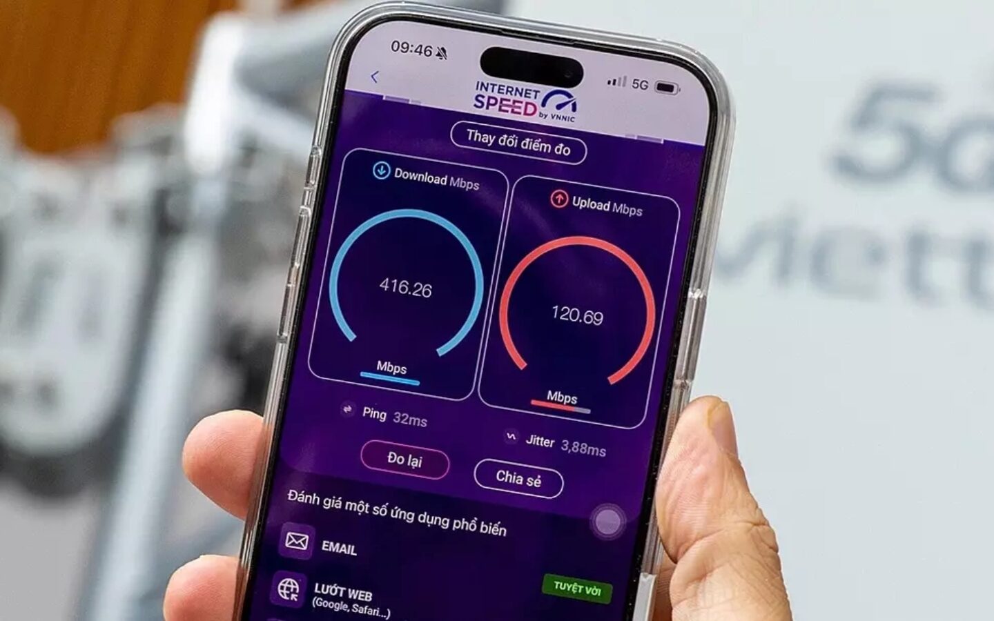 Ứng dụng i-Speed đo tốc độ mạng 5G tại Việt Nam (Nguồn: VnExpress)