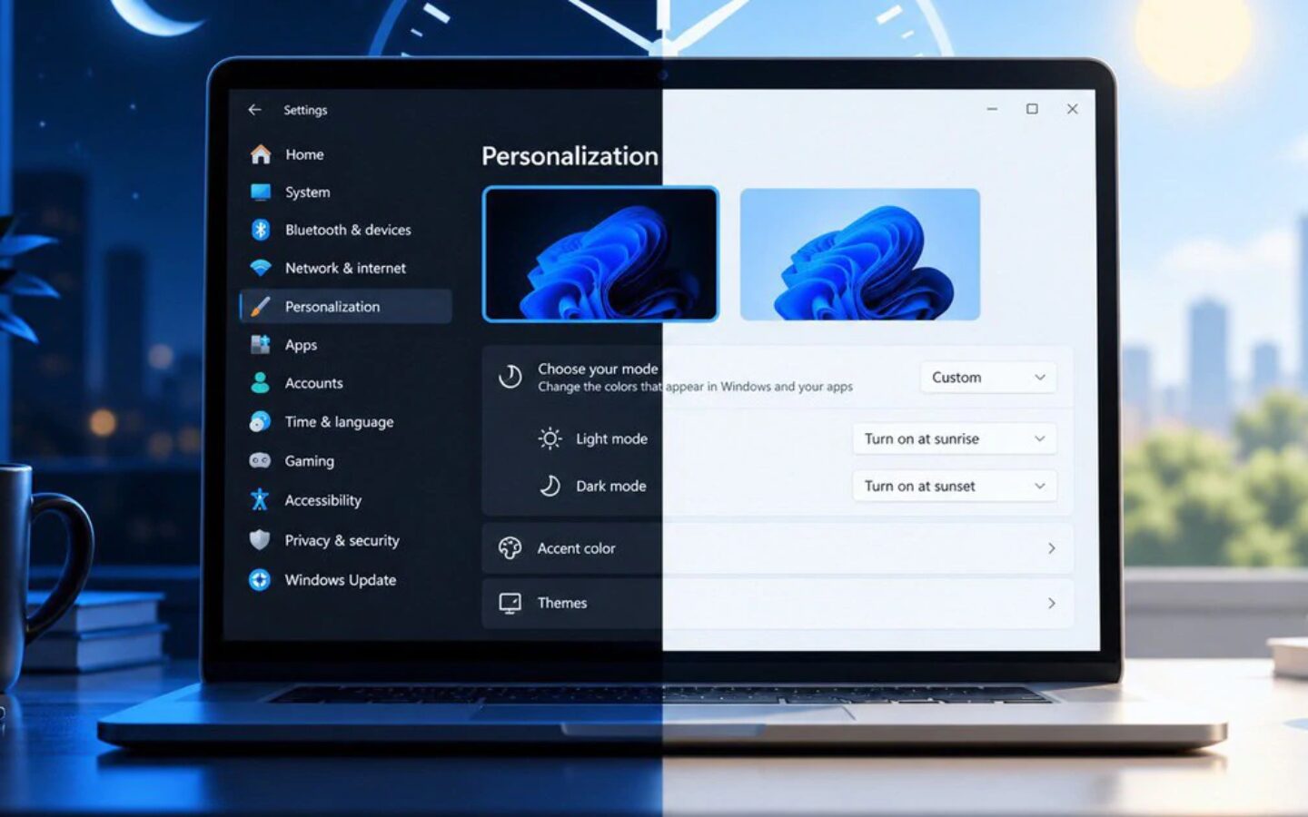 Windows 11 sắp có Auto Dark Mode: Tính năng macOS dùng suốt 7 năm (Nguồn: Internet)