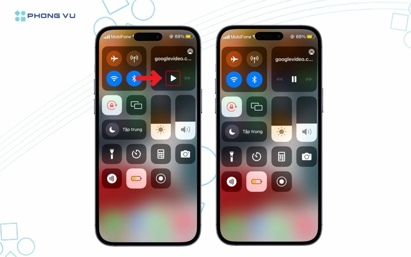 Cách xem YouTube tắt màn hình trên iOS và Android 11 Mở Trung tâm điều khiển (Control Center) và nhấn vào nút Play