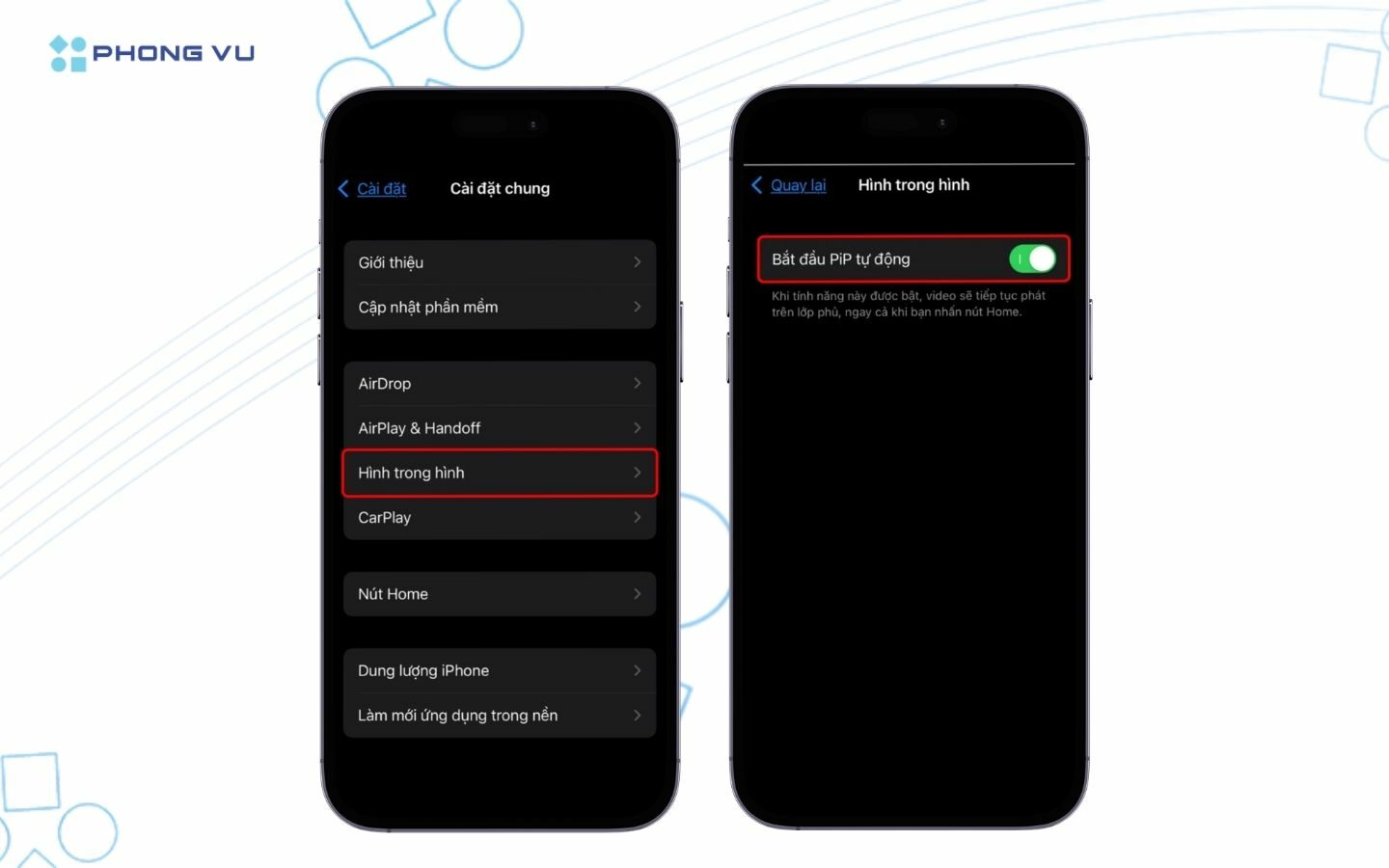 Cách xem YouTube tắt màn hình trên iOS và Android 12 Bật "Bắt đầu PiP tự động"