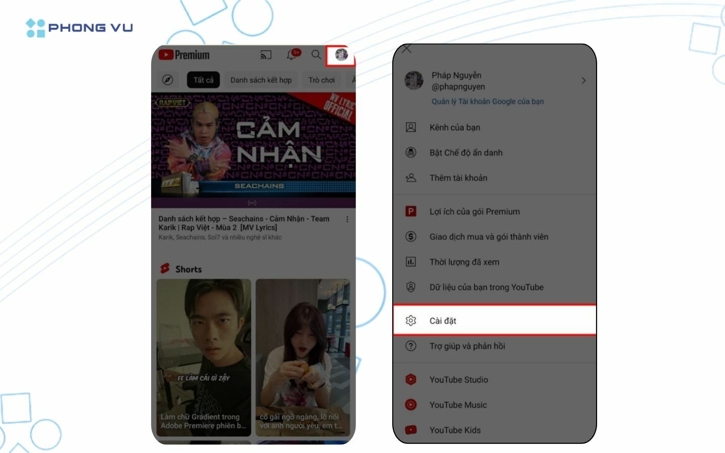 Cách xem YouTube tắt màn hình trên iOS và Android 16 Chọn Cài đặt