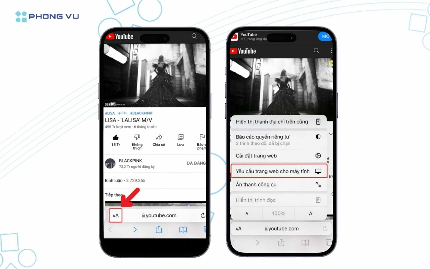 Cách xem YouTube tắt màn hình trên iOS và Android 8 Yêu cầu trang web trên máy tính