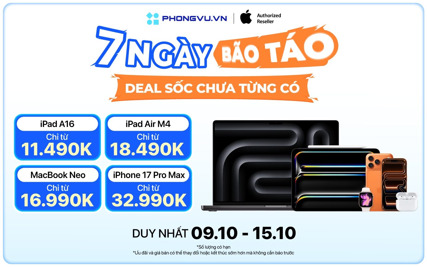 Apple Week: 7 Ngày Bão Táo - Deal sốc chưa từng có, giảm lên đến 6 triệu đồng 1 Apple Week: 7 Ngày Bão Táo - Deal sốc chưa từng có, giảm lên đến 6 triệu đồng
