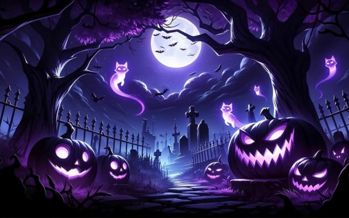 100+ Hình nền Halloween đẹp, kinh dị cho điện thoại, máy tính 11 Hình nền Halloween với nghĩa địa giữa màn sương lạnh