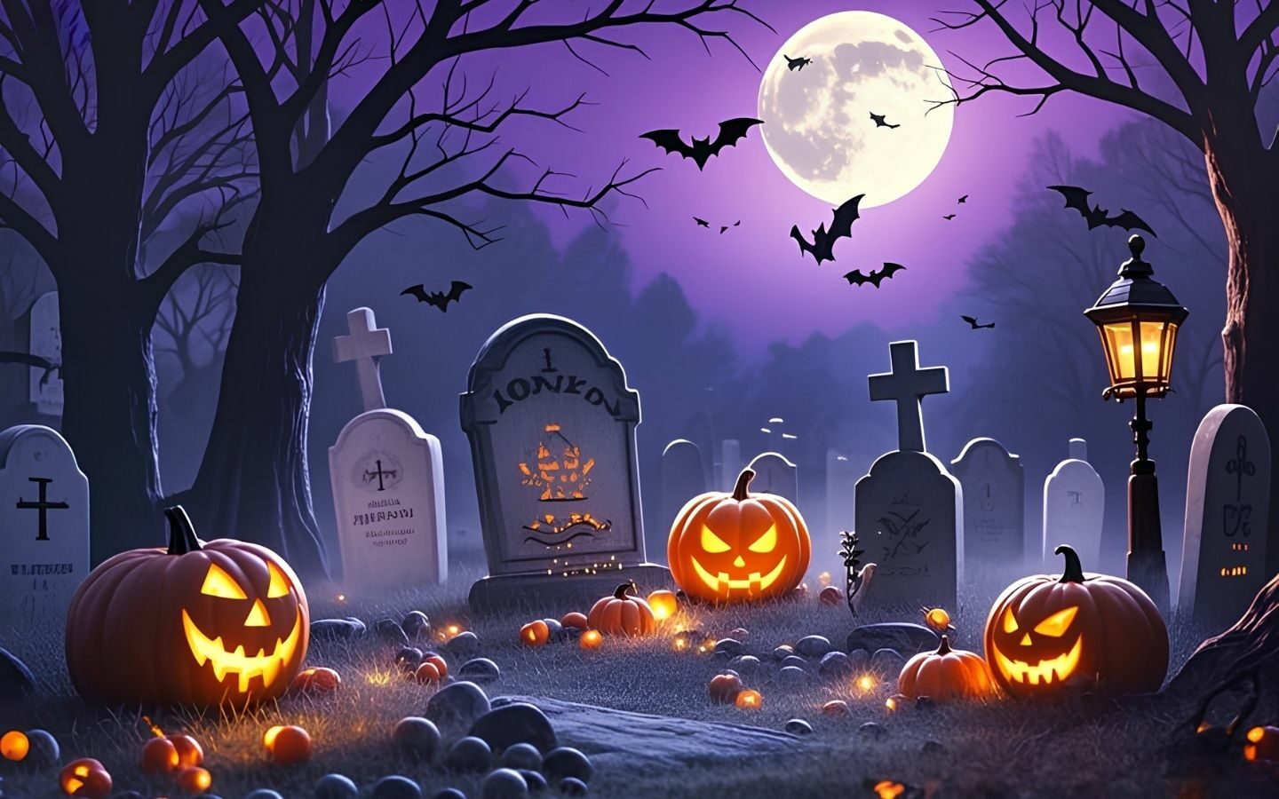 100+ Hình nền Halloween đẹp, kinh dị cho điện thoại, máy tính 12 Nghĩa địa ma quái ẩn hiện dưới ánh trăng đêm