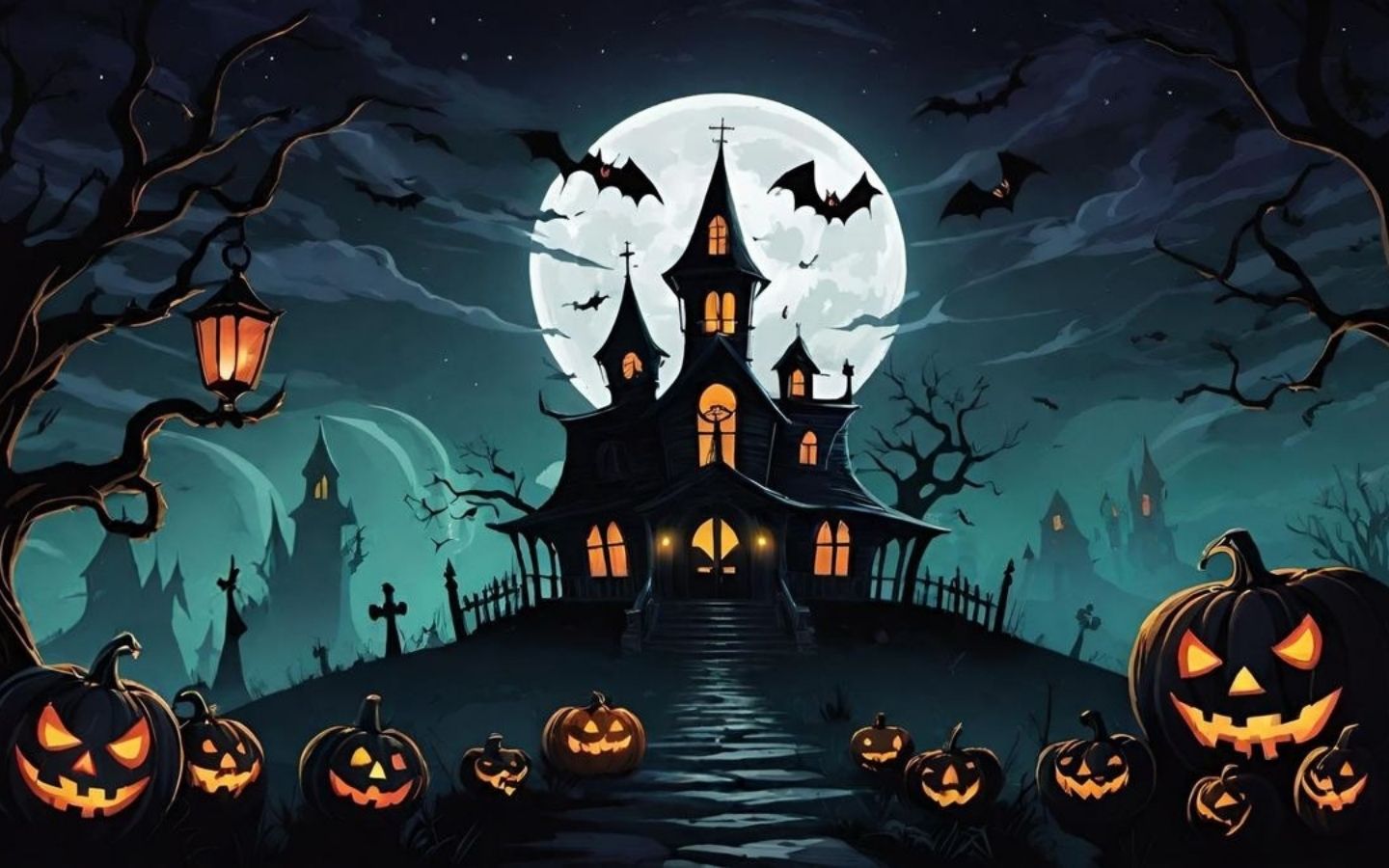 100+ Hình nền Halloween đẹp, kinh dị cho điện thoại, máy tính 13 Lâu đài u ám tạo cảm giác rùng rợn trong đêm Halloween