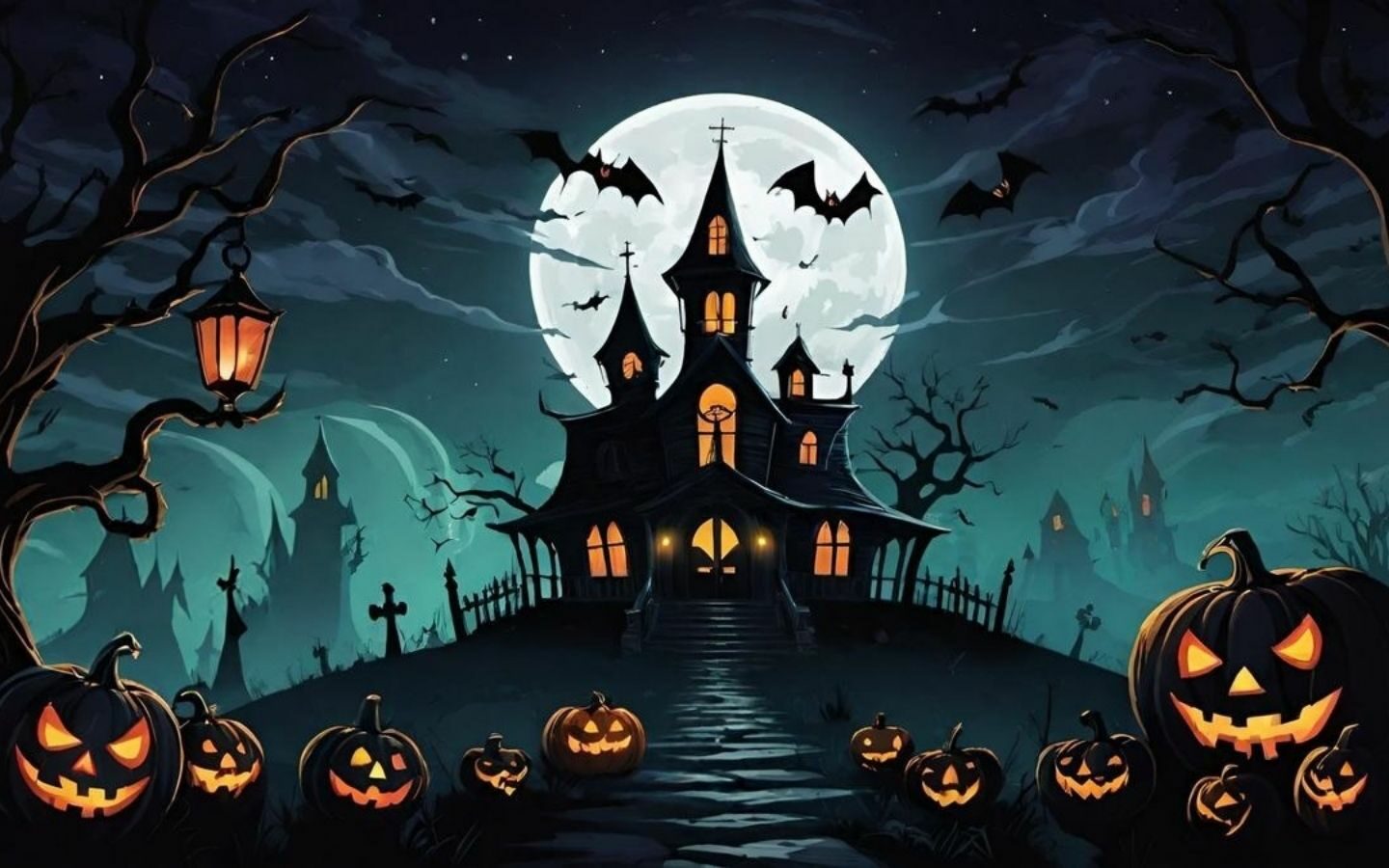 100+ Hình nền Halloween đẹp, kinh dị cho điện thoại, máy tính 13 Lâu đài u ám tạo cảm giác rùng rợn trong đêm Halloween