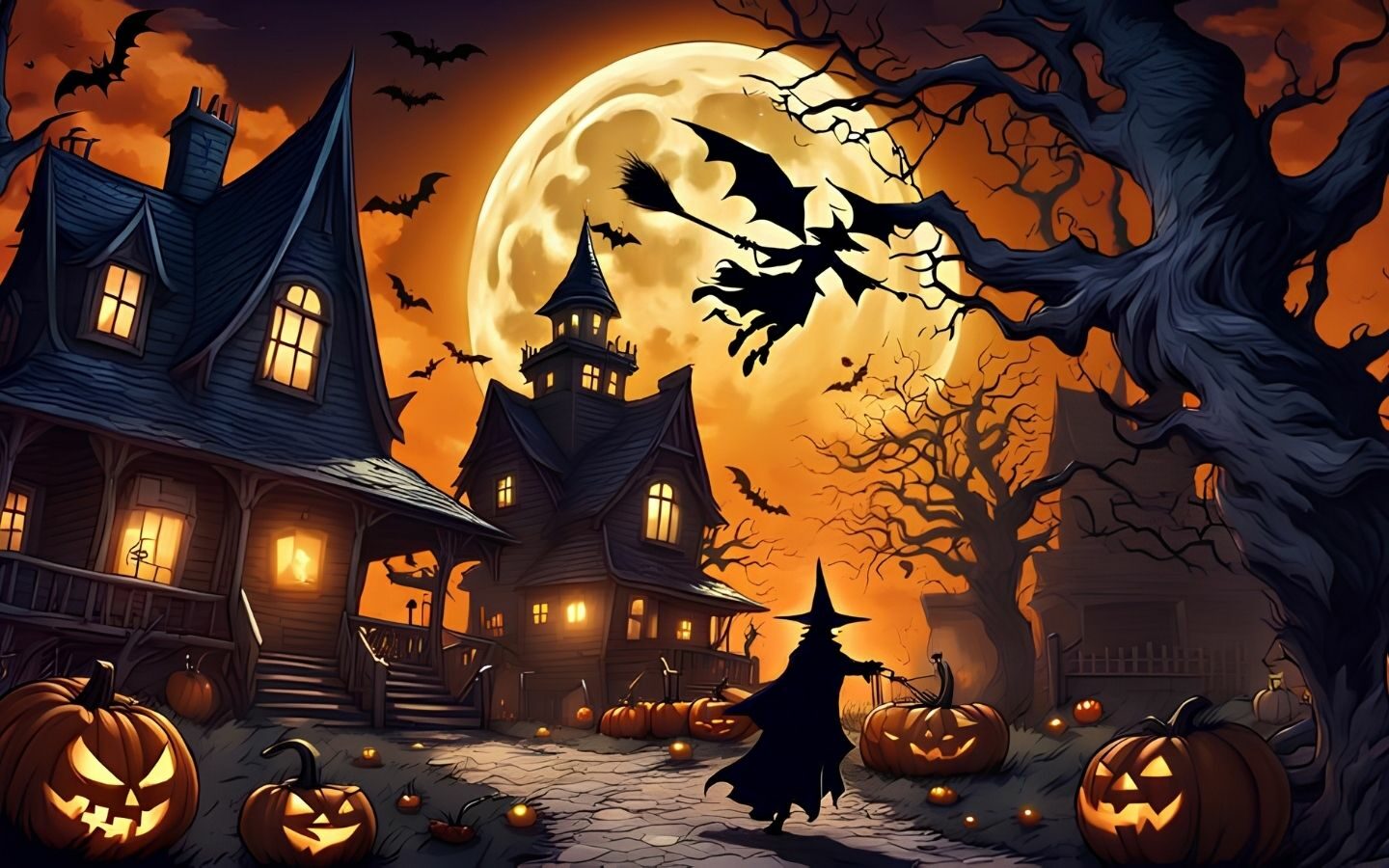 100+ Hình nền Halloween đẹp, kinh dị cho điện thoại, máy tính 14 Bóng ma bí ẩn xuất hiện giữa khu rừng tối