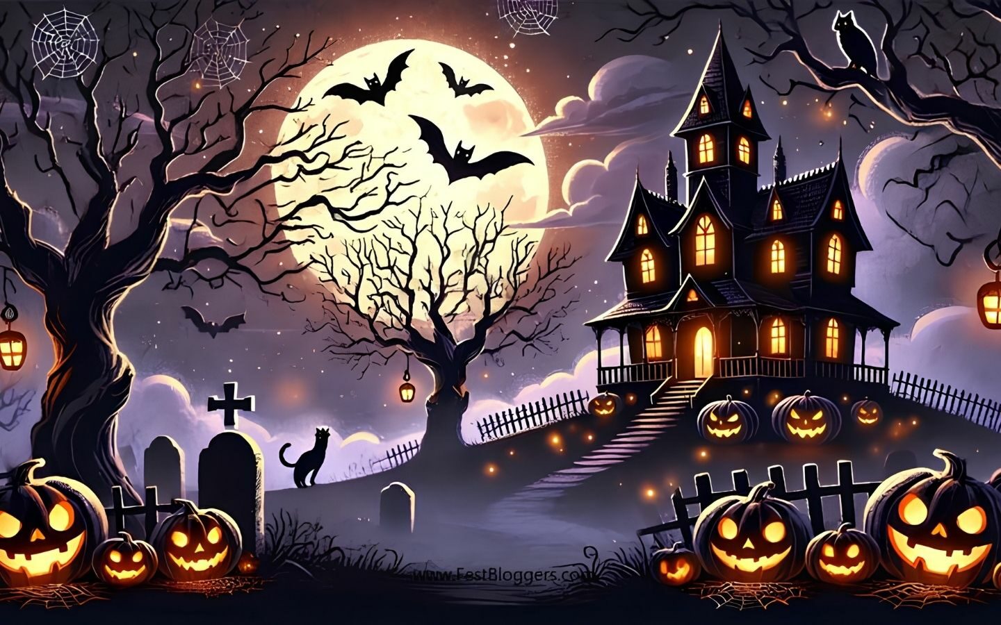 100+ Hình nền Halloween đẹp, kinh dị cho điện thoại, máy tính 15 Hình nền Halloween kinh dị với bầu trời đen