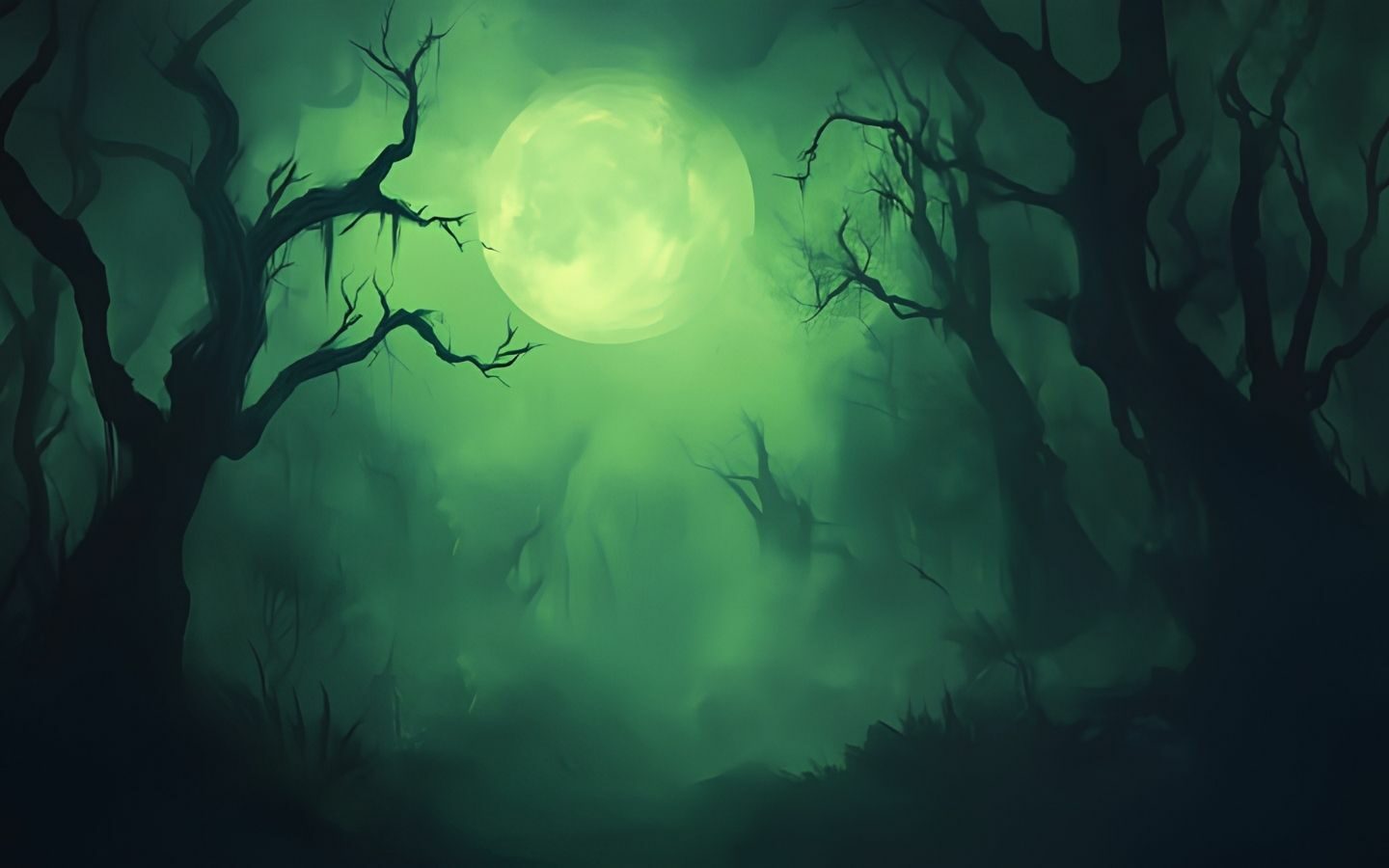 100+ Hình nền Halloween đẹp, kinh dị cho điện thoại, máy tính 26 Những đốm sáng kỳ lạ xuất hiện giữa rừng cây u tối