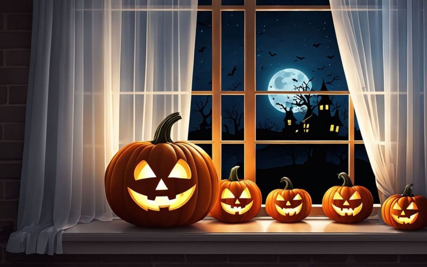 100+ Hình nền Halloween đẹp, kinh dị cho điện thoại, máy tính 34 Những quả bí ngô ma quái trước ngôi nhà cổ