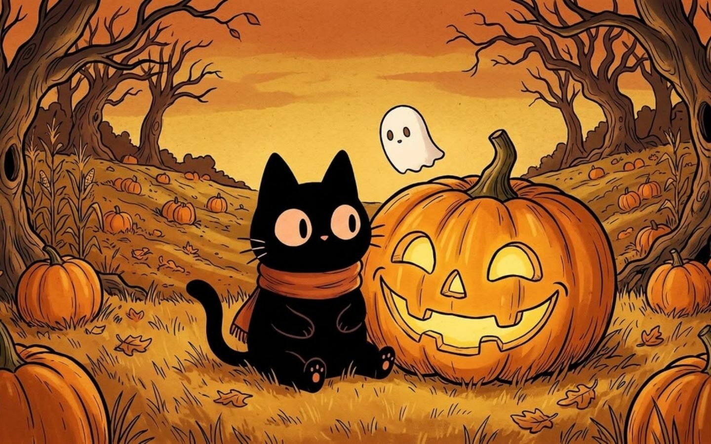 100+ Hình nền Halloween đẹp, kinh dị cho điện thoại, máy tính 39 Hình nền Halloween với bí ngô và ánh nến lung linh