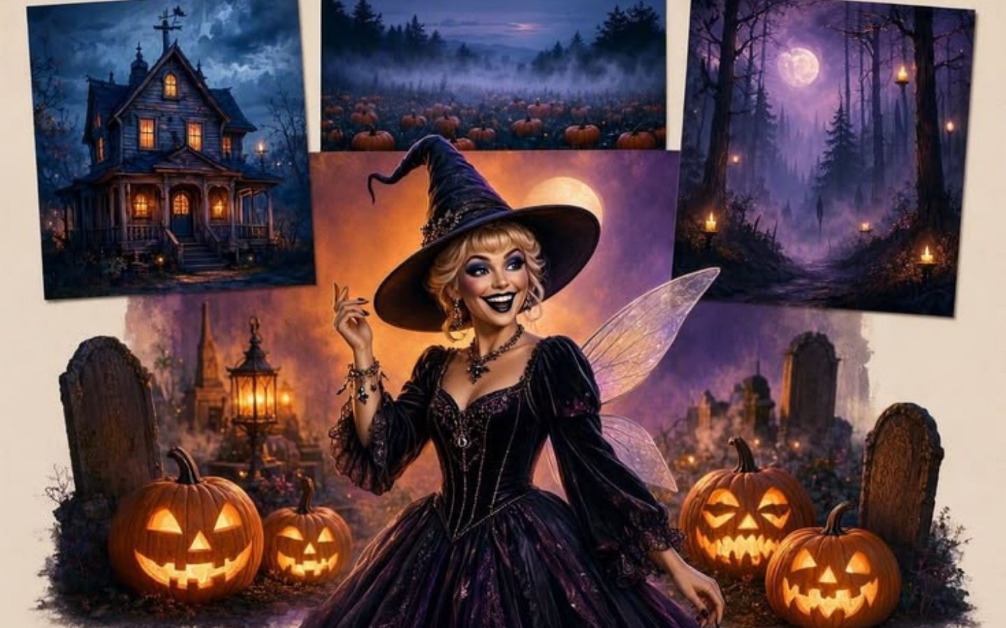 100+ Hình nền Halloween đẹp, kinh dị cho điện thoại, máy tính 49 Lâu đài cổ và bóng phù thủy giữa bầu trời đêm