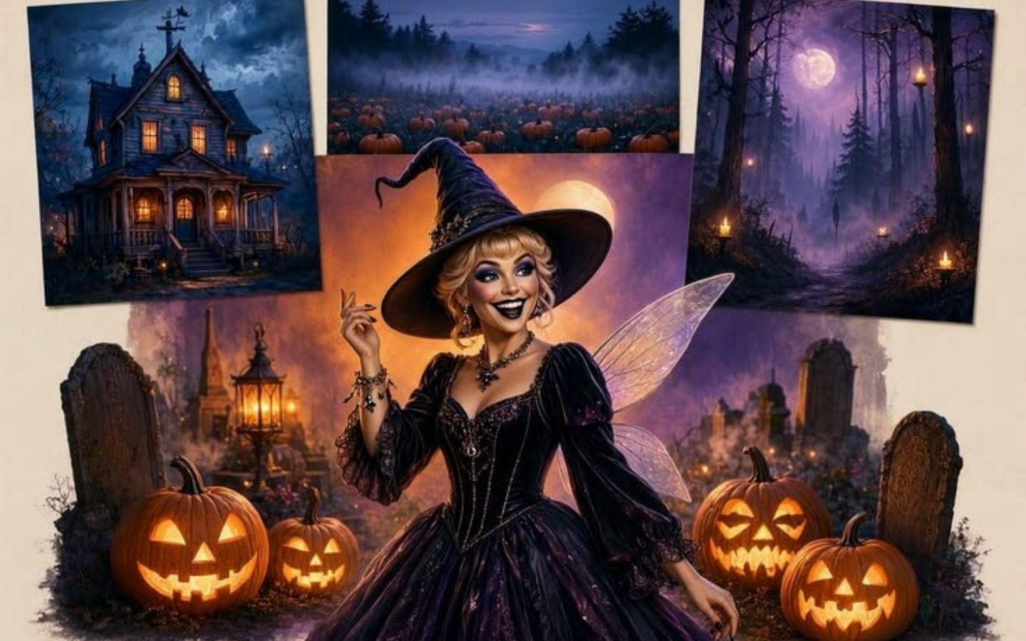 100+ Hình nền Halloween đẹp, kinh dị cho điện thoại, máy tính 49 Lâu đài cổ và bóng phù thủy giữa bầu trời đêm